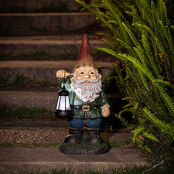 Garden Gnome Statue, Solar Powered Lantern, Overstock HD phone wallpaper