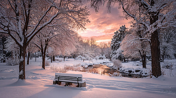Winter Serenity —, Snow, River HD wallpaper