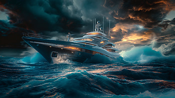 Stormbound Majesty: Yacht Cutting Through the Wild Sea |, yacht, sea, storm HD wallpaper