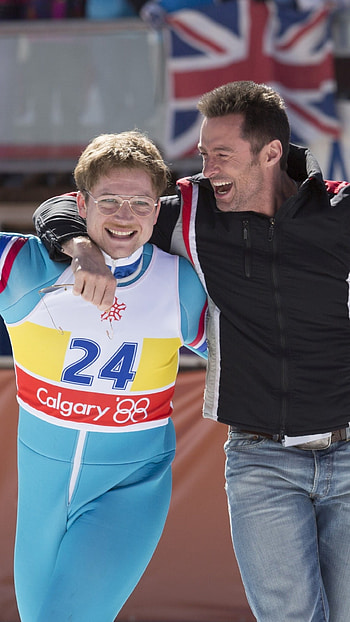 Eddie the Eagle, Taron Egerton, Hugh Jackman, Inspiring sports biopic HD phone wallpaper