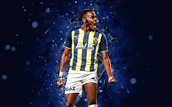 Bright Osayi-Samuel, , 2022, Fenerbahce SK, Nigerian footballers, Turkish Super Lig, soccer, blue neon lights, Fenerbahce FC, Bright Osayi-Samuel Fenerbahce, Bright Osayi-Samuel HD wallpaper