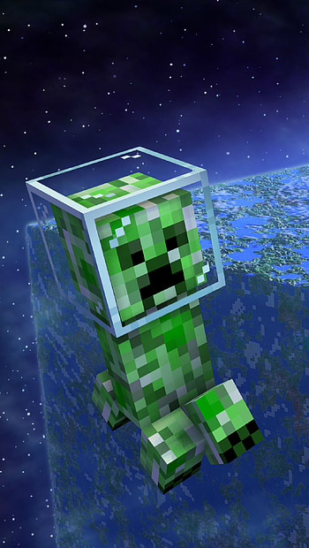 Creeper In space, video game, Minecraft HD phone wallpaper