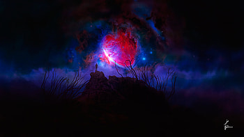 Universe, Night, Dark, Silhouette, Starry Sky, Galaxy HD wallpaper