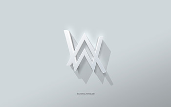 Alan Walker logo, white background, Alan Walker 3d logo, 3d art, Alan Walker, 3d Alan Walker emblem HD wallpaper