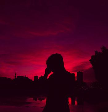 Dark, silence., Red, cloud, sky HD phone wallpaper