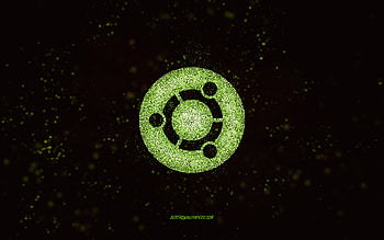 Ubuntu glitter logo, , black background, Ubuntu logo, lime glitter art, Ubuntu, creative art, Ubuntu lime glitter logo HD wallpaper