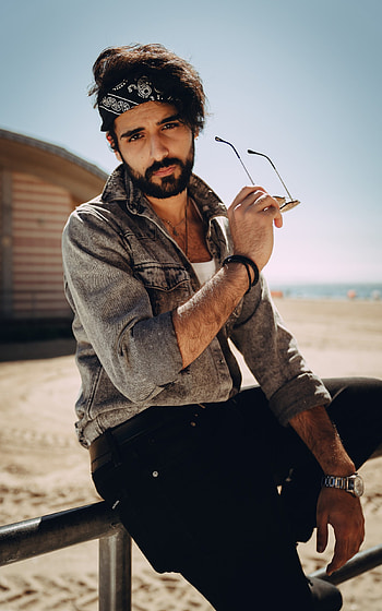 Man model, Glasses, Headband, Beard fashion HD phone wallpaper