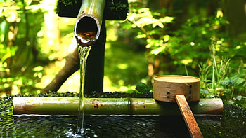 Water fountain, Bamboo HD wallpaper
