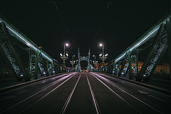 Cities, City, Lights, Road, Lanterns, Night City, Bridge HD wallpaper