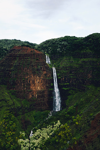 Waterfall, mountains, stream, nature HD phone wallpaper
