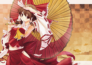 Reimu Hakurei, Anime, Touhou, Shrine Maiden, Umbrella HD wallpaper