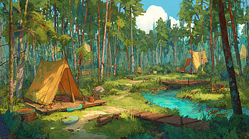 tent camping, tent, forest HD wallpaper