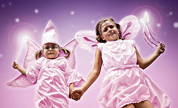 Fairies, wings, cute, girl, copil, little, fairy, pink, magical, couple, funny, luminos, child, fetite HD wallpaper