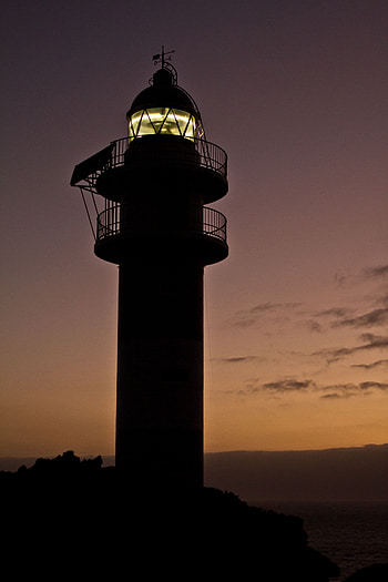 Nature, Sunset, Building, Coast, Silhouette, Lighthouse HD phone wallpaper