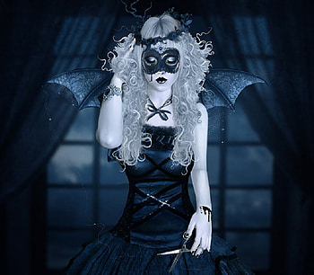 A Whiter Shade of Pale, gothic, wings, mask, artwork, scissors, fantasy, blood, cut, female HD wallpaper