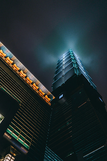 Night, Architecture, Skyscraper, Dark, Night City, Backlight, Illumination, Bottom View HD phone wallpaper