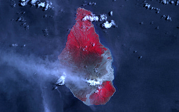 Aerial, , Mountain, Smoke, Volcano HD wallpaper