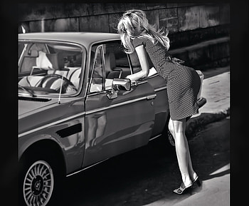 Girl and car, girl, road, car, woman HD wallpaper