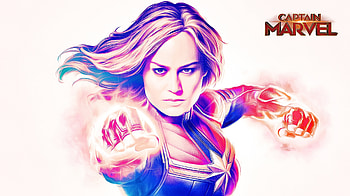 Captain Marvel, Brie Larson, 2019 movie, fan art HD wallpaper