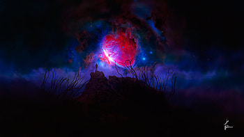 Silhouette, galaxy, starry sky, dark HD wallpaper