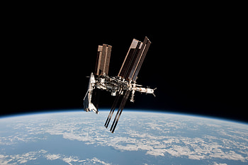 Space Shuttle and Space Station graphed Together, earth, fun, shuttle, space, cool, stars HD wallpaper