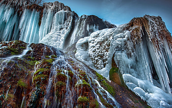Frozen Waterfall, waterfall, nature, water, frozen HD wallpaper