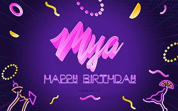 Happy Birtay Mya, , Purple Party Background, Mya, creative art, Happy Mya birtay, Mya name, Mya Birtay, Birtay Party Background HD wallpaper
