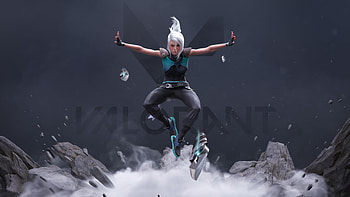 White Hair Jett Valorant HD wallpaper