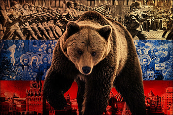 War, Miscellanea, Miscellaneous, Bear, Russia, Flag, Symbolism, Fighters, Sights HD wallpaper