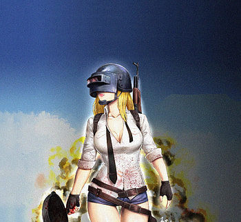 PUBG, video game, helmet girl, fan art HD wallpaper