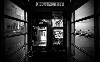 City, Bw, Chb, Tele, Booth HD wallpaper