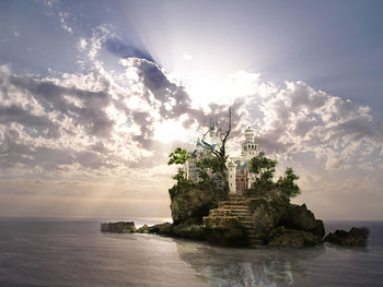 fantasy-castle, sea, abstract, fantasy, clouds, sky, beautiful, castle, ocean HD wallpaper