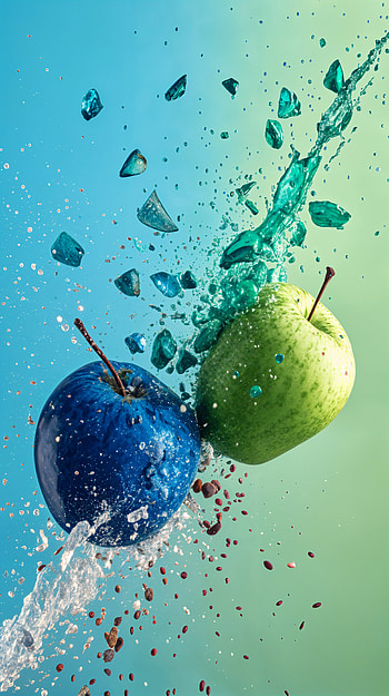 Collision of Colors: A Dynamic , apple, splash, water, blue HD phone wallpaper