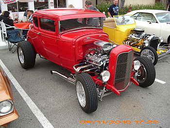 HOT ROD, classic, hotrod, custom, car, cars, coupe, hotrods, outside, autos, show, red, auto HD wallpaper