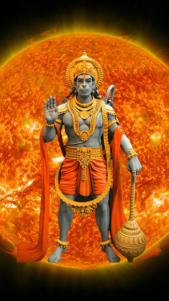 hanuman, art, world, god, sun HD phone wallpaper