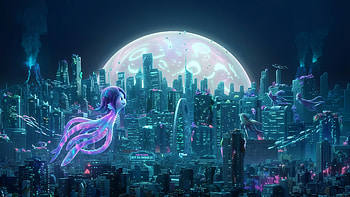 Jellyfish Spirits In Submerged City, ai, artist, artwork, digital-art HD wallpaper