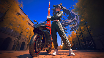 Anime Biker Girl Adventure, anime-girl, biker, artist, art, artwork, digital-art, ai HD wallpaper