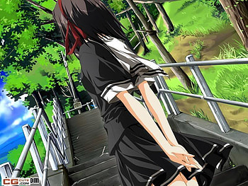Anime School Girl, black uniform, cute, girl, school uniform, black hair, anime girl, anime, school, female HD wallpaper