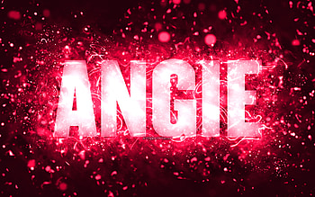 Happy Birtay Angie, , pink neon lights, Angie name, creative, Angie Happy Birtay, Angie Birtay, popular american female names, with Angie name, Angie HD wallpaper