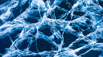 Cracks on ice surface, water, blue, close up HD wallpaper