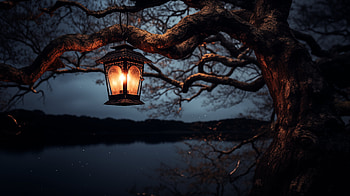 Mystical Lantern Twilight -, man made, lantern HD wallpaper