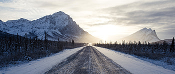 Long Road To Snow Mountains, road, mountains, snow, nature HD wallpaper