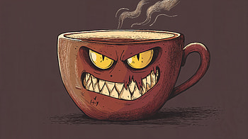 Sinister Brew: Coffee, coffee, artistic, angry, illustration, monster HD wallpaper