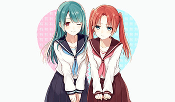 School dress, friends, anime girls, original HD wallpaper