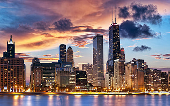 Chicago Skyline, Travels, Willis tower, Evening sunset HD wallpaper