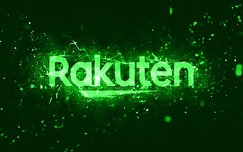 Rakuten green logo, , green neon lights, creative, green abstract background, Rakuten logo, brands, Rakuten HD wallpaper