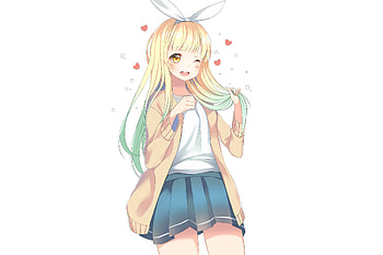 Beautiful woman, anime girl, wink, original HD wallpaper