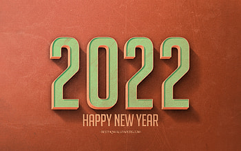 2022 Retro orange background, 2022 concepts, 2022 orange background, Happy New Year 2022, retro 2022 art, 2022 New Year HD wallpaper