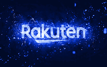 Rakuten dark blue logo, , dark blue neon lights, creative, dark blue abstract background, Rakuten logo, brands, Rakuten HD wallpaper