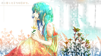 Hatsune Miku, awesome, artistic, nice, digital, cg, hatsune, aqua eyes, trees, white, art, twintail, meadow, girl, singer, aqua, anime girl, anime, pretty, green, virtual, blue, black, song, cute, vocaloid, dress, beauty, miku, music, vocaloids, program, beautiful, diva, orange, aqua hair, cool, flowers, idol HD wallpaper